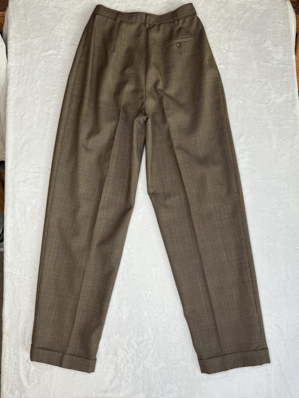Lauren Ralph Lauren Pants Womens 4 Brown Plaid Wool Cuffed Tapered Altered - Picture 4 of 16